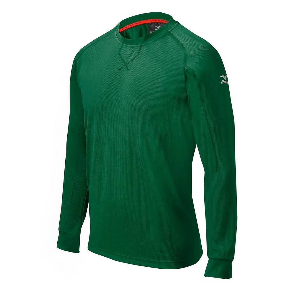 Mens Mizuno Comp Long Sleeve Training Baseball Shirt Green Philippines (DBZPUV316)